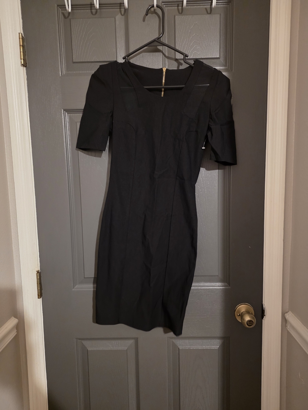 Black Short Sleeve Sheath Dress